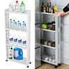 Narrow Slim Storage 4-Tier Sliding Out Trolley Shelf Rack Kitchen Tray Rack Cart