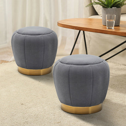 Stool Chair Pumpkin Footstool Pouffe Velvet Table Seat Sofa Large Footrest Grey