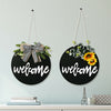 Wooden Welcome Front Door Sign Plaque Garland Wreath Christmas Hanging Decor
