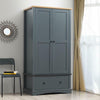 Carden Bedroom White Dark Grey Double Wardrobe 3+2 7 Drawer Bedside Cabinet