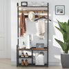 Functional Coat Rack Stand with Shoe Rack Storage Shelf & 9 Hooks Entryway Bench