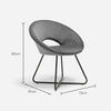 BTFY Grey Velvet Accent Chair w/ Metal Legs | for Bedroom, Dining & Living Room