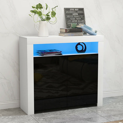 Panana Two High Gloss Doors Sideboard Storage Cabinet with RGB LED Lighting