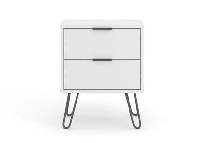 White Bedside Lamp Table Cabinet 2 Drawer Bedroom Living Room Storage Unit