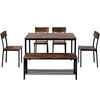 Dining Table and Chairs Bench Set of 6 Metal Frame Kitchen Dining Room Furniture