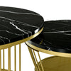 Nesting Coffee Table Set of 2 Marble Effect Side End Table for Living Room Black