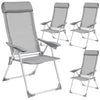 Set 4 Aluminium folding garden chairs outdoor camping patio furniture silver new