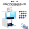 White High Gloss Side Table with RGB LED Light Modern Design Bedroom Living Room