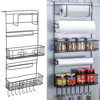 Refrigerator Side Rack Kitchen Fridge Side Organizer Storage Holder Shelf Metal