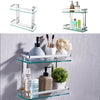 Alu Bath Showering Shelf Storage Rack Glass Corner Wall Holder Caddy Organizers