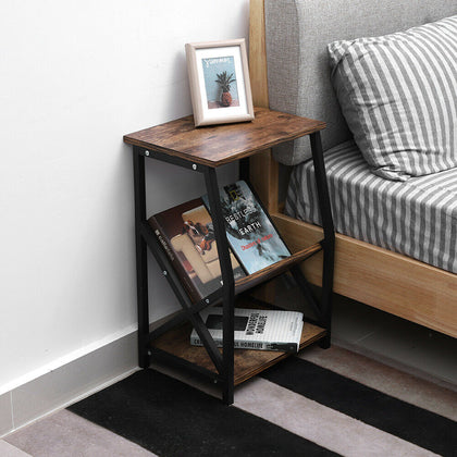 Industrial Side Table Vintage Bedside Cabinet Rustic Metal Unit End Phone Stand