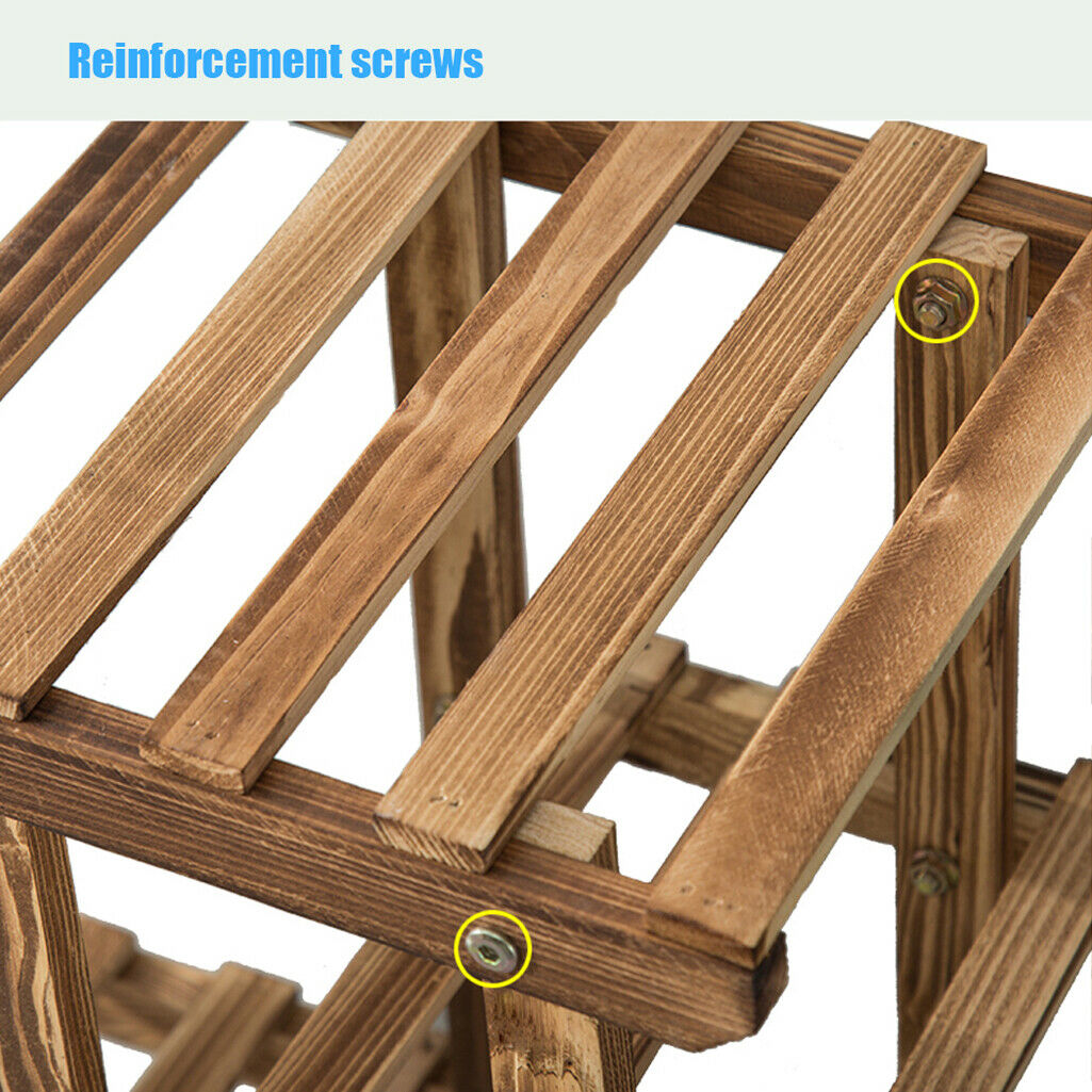5 Ladders Flower Plant Pots Shelf Stand Display Garden Rattan Rack Natural Wood