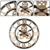 60cm Large Roman Numerals Wall Clock Indoor Outdoor Steampunk Cog Gear Clock