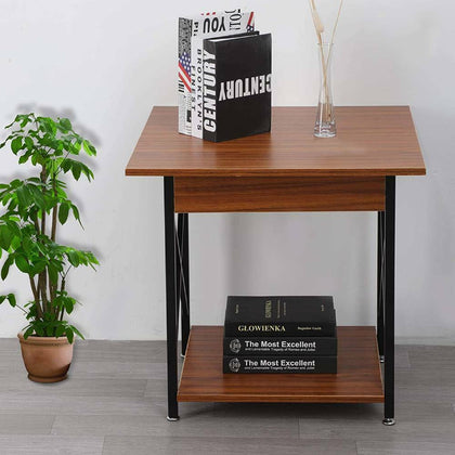 Retro Small Side End Coffee Table Wood & Metal Living Room Bedroom Furniture