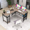 L-Shaped Corner Computer Desk Reversible Corner Workstation with Mesh Storage