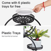 Portable Metal Plant Stand Retro Flower Cart Rack Movable Flower Pot Tray Holder