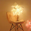 White Feather Desk Lampshade w/ Remote Control Table LED Lamp Shade Night Light