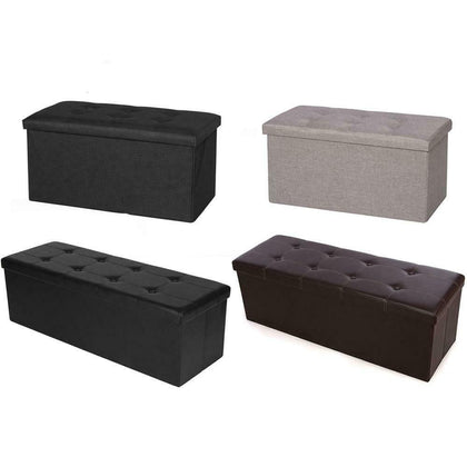 Foldable Cuboid Storage Ottoman Footrest Bench Box Seat Footstool Multiple Color