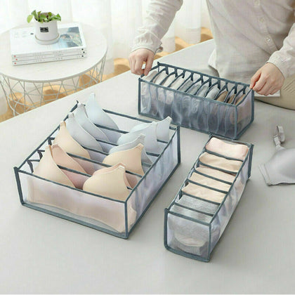 3Pcs Underwear Bra Socks Ties Drawer Organizer Storage Box Divider Tidy Wardrobe