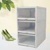 3pc Plastic Shoe Storage Boxes Drawer Stackable Foldable Organiser Clear Gray