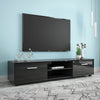 Modern TV Unit Cabinet Black Stand High Gloss Doors 140cm Long With Storage