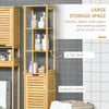 Tall Slim Bathroom Cabinet Freestanding Storage Organiser w/ 3 Shelves Natural