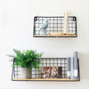 2x Vintage Wall Shelf Unit Retro Wood Industrial Metal Wire Rack Storage Display