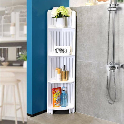 4 Tier Corner Shelf Unit Storage Bookcase Display Stand Storage Rack Bathroom