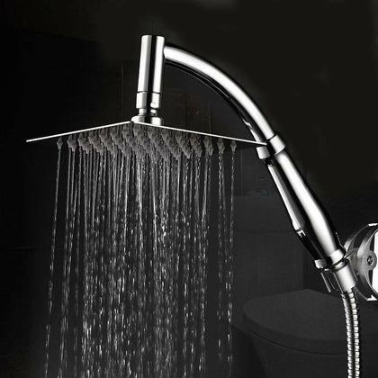 Large Square Stainless Steel Shower Head Extension with Shower Arm and hose Kit