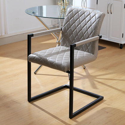 2pcs Cantilever Dining Chair Industrial Faux Leather Padded Home Office Chair