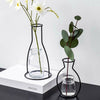 Creative Art Style Retro Iron Line Flowers Vase Metal Plant Holder -