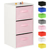 White 3 Cube Kids Bedroom/Playroom Shelving Unit & Fabric Storage Boxes