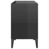 Black High Gloss Small TV Cabinet Modern Media Storage Cabinet Metal Legs Shelf