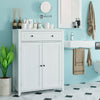 White Bthroom Floor Cabinet Storage Cupboard 1 Drawer 2 Doors Wooden 80x35x100cm