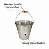 12L Galvanise Heavy Duty Strong Metal Bucket Steel Wooden Handle Buckets Ash Pan