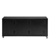 Black Sideboard 3 Door Cupboard Modern Metal Storage Cabinet TV Stand ww/ Wheels