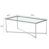 Console Coffee End Table Clear Tempered Glass Furniture Chrome Cross Base Leg