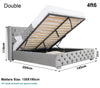 Ottoman Bed Small Double King Size Storage Gas Lift Up Velvet Bed Frame Bedroom