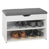 White Wood 2 Tiers Shoe Storage Bench Cabinet with Padded Seat,FSR25-HG,UK