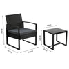 Rattan Garden Furniture Set 3 Pcs Wicker Patio Set Table Chairs W/Cushion,Black