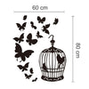 Walplus Mirror Butterflies with Birdcage Wall Sticker Set Room Home Decorations