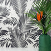Diamond Tropical Palm Leaves Sparkly Wallpaper Arthouse Black & White 260004