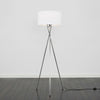 MiniSun Floor Lamp - Modern Chrome Tripod Light Fabric Drum Lampshade LED Bulb