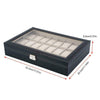 Mens 6-24 Grid Slots Watch Box Leather Display Glass Top Jewelry Storage Case UK