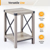 Side Table with Storage Shelf X Metal Frames End Coffee Table Driftwood Home