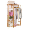 Wardrobe Clothes Cupboard Hanging Rail Storage Shelves with Wood Frame and Cover