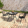 Square Table Glass Top Coffee Dining Balcony 2/4 Chairs Seat Outdoor Furniture