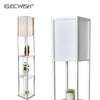 Shelf Floor Lamp with Shade Free Standing Light 3-Tier Open Shelf Storage White