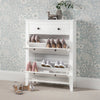 Shoe Cabinet Storage Wooden White Grey