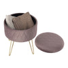 Velvet Round Ottoman Footstool with Storage Sofa Foot Stool Living Room Footrest